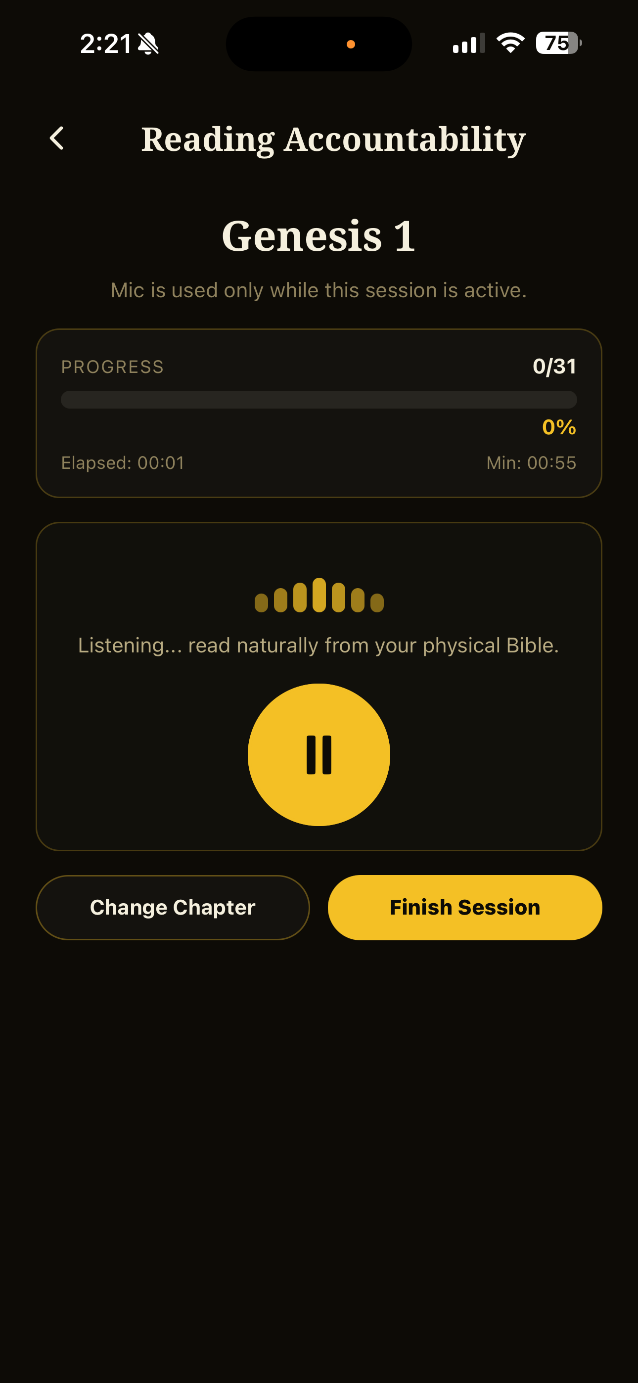 Reading accountability live session screen